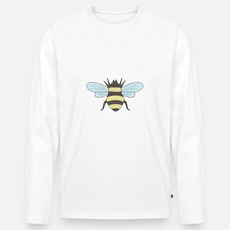 Biene - Männer Premium Bio Langarmshirt - Weiß