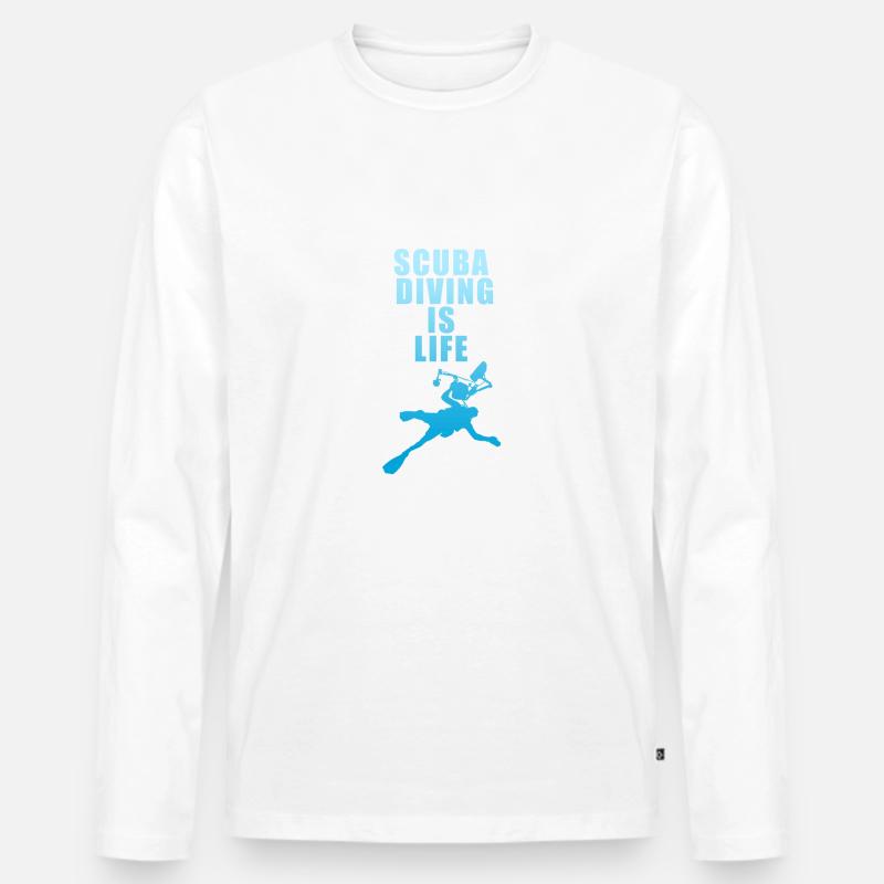 Scuba Diving Is Life - Männer Premium Bio Langarmshirt - Weiß