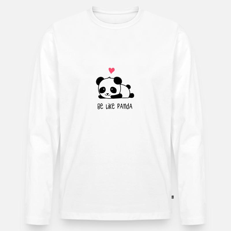 Niedlicher Süßer Panda - Männer Premium Bio Langarmshirt - Weiß