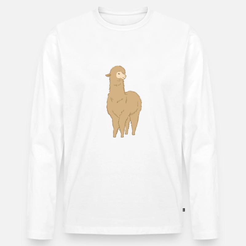 Alpaka - Männer Premium Bio Langarmshirt - Weiß