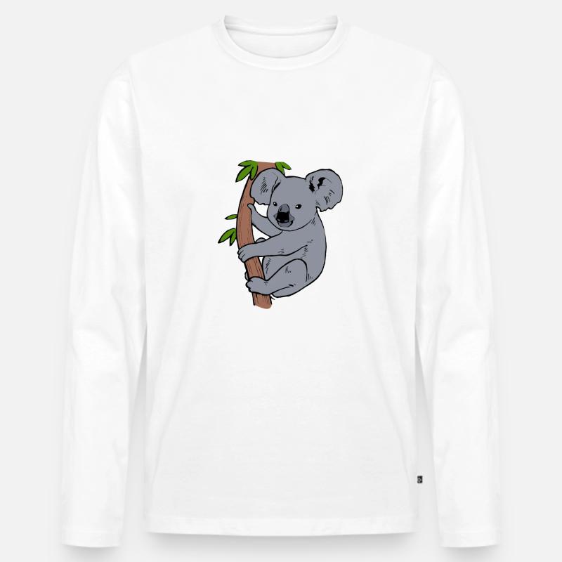 Koala - Männer Premium Bio Langarmshirt - Weiß