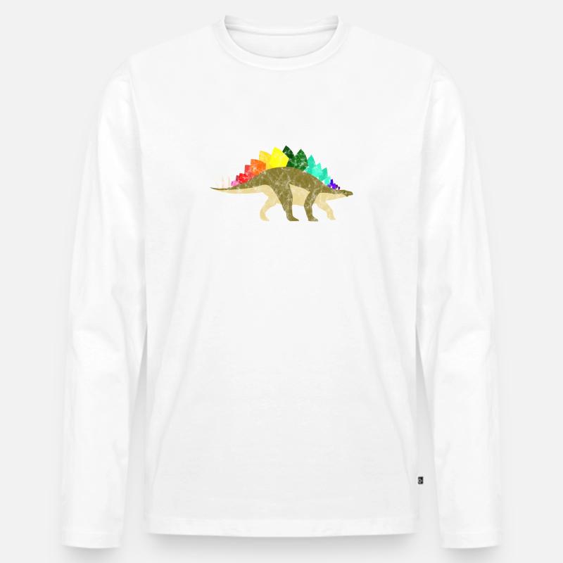 Rainbow Dinosaurs - Männer Premium Bio Langarmshirt - Weiß