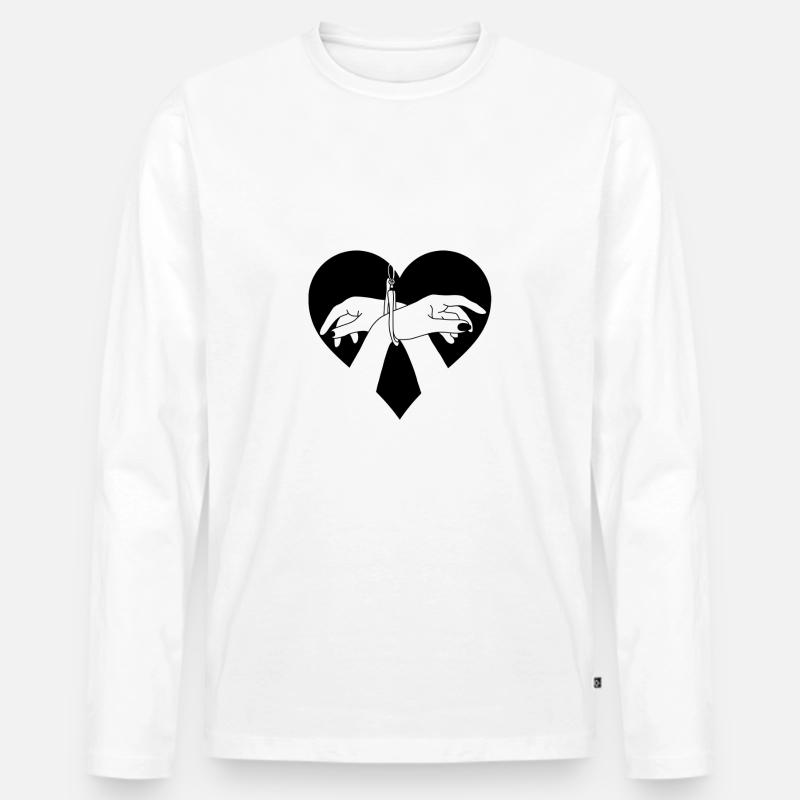 Herz Haende Handschellen - Männer Premium Bio Langarmshirt - Weiß