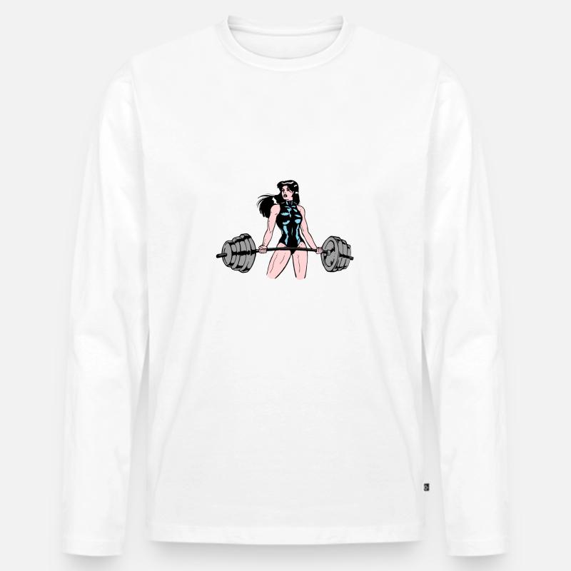 Frauen Krafttraining - Männer Premium Bio Langarmshirt - Weiß