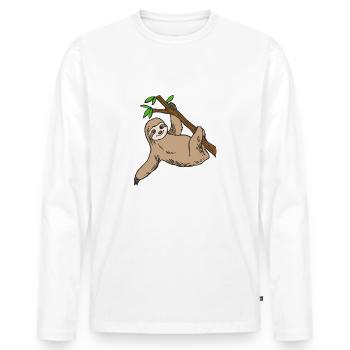 Faultier - Männer Premium Bio Langarmshirt - Weiß - Vorne - Nico (187cm)