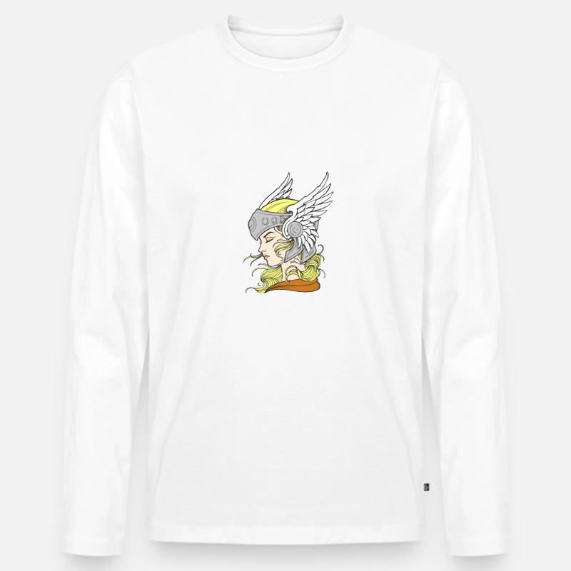 Wallküre - Männer Premium Bio Langarmshirt - Weiß