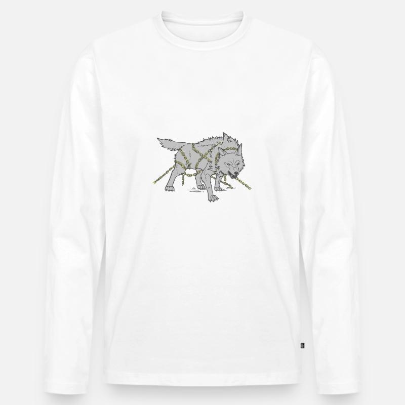 Wolf in Ketten - Männer Premium Bio Langarmshirt - Weiß