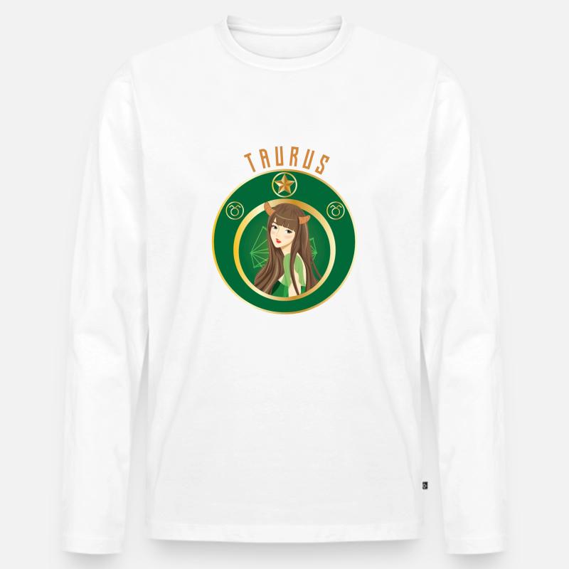 Sternzeichen - Horoskop - Stier - Geschenk - Männer Premium Bio Langarmshirt - Weiß