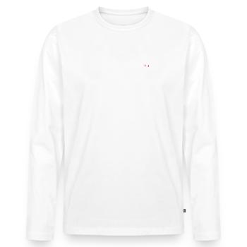 Femdom Dominatrix Sub SM funny humor t-shirt - Men's Premium Organic Long Sleeve Shirt - white - Front - Nico (187cm)