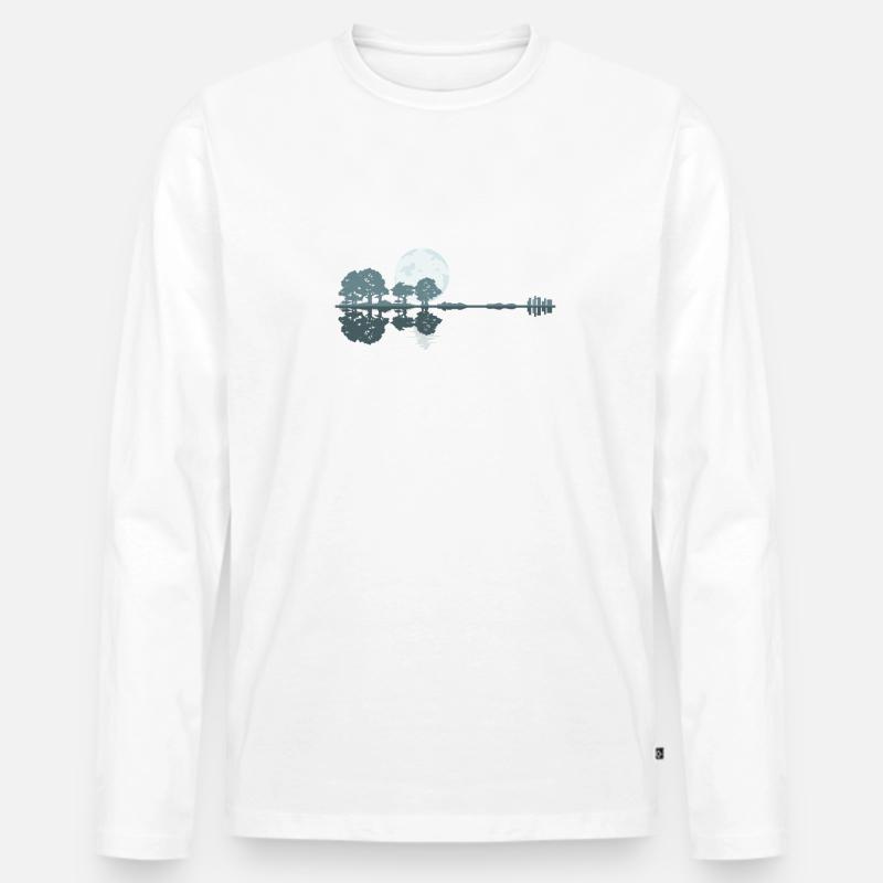 Guitar Lake Shadow Moonlight Geschenkidee - Männer Premium Bio Langarmshirt - Weiß