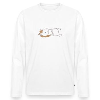 Cheval - T-Shirt Chevaux - Amoureux des chevaux - Sommeil - T-shirt manches longues Premium bio Homme - blanc - Devant - Nico (187cm)