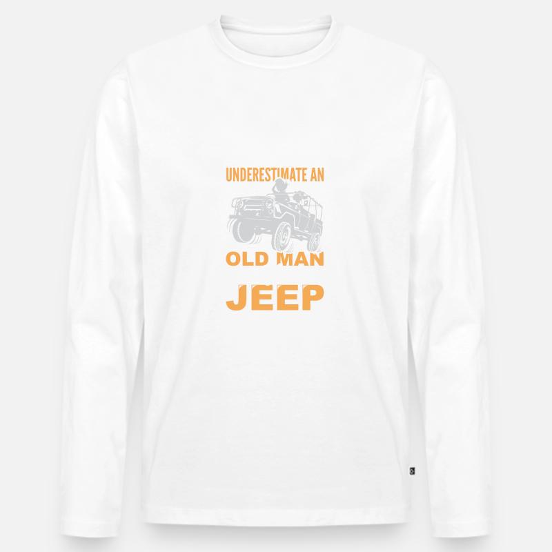 Alter Mann Jeep cooles Geschenk - Männer Premium Bio Langarmshirt - Weiß