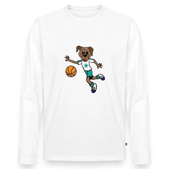 Hund spielt Basketball - Männer Premium Bio Langarmshirt - Weiß - Vorne - Nico (187cm)