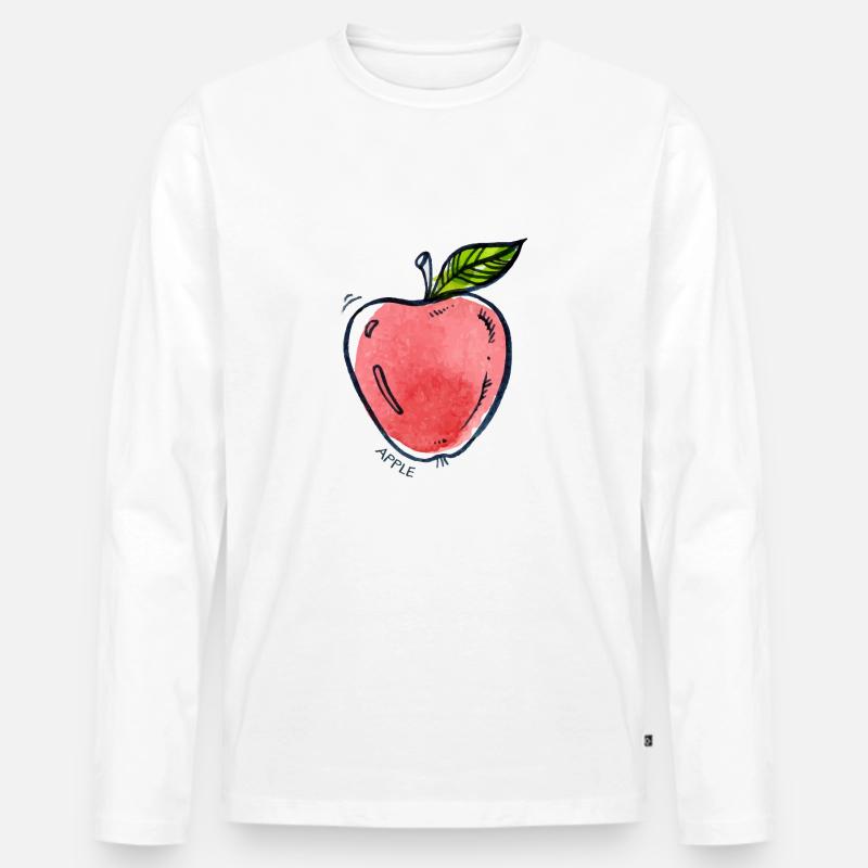Apfel Obst Frucht Apple Fruit - Männer Premium Bio Langarmshirt - Weiß