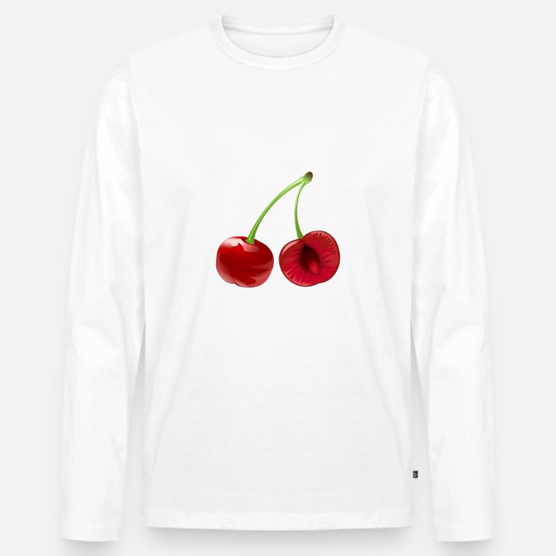 Kirsche Obst Frucht Cherry Fruit - Männer Premium Bio Langarmshirt - Weiß