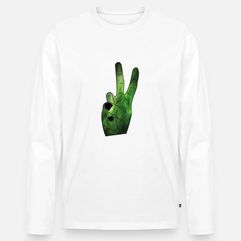 Peacezeichen - Männer Premium Bio Langarmshirt - Weiß
