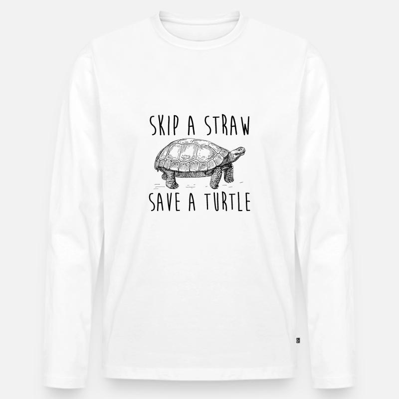 Schildkröte - Männer Premium Bio Langarmshirt - Weiß
