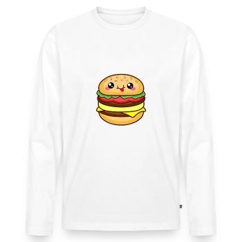 Burgers with smiling face - Men's Premium Organic Long Sleeve Shirt - white - Front - Nico (187cm)