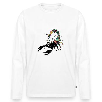 Scorpion Designs par AR - T-shirt manches longues Premium bio Homme - blanc - Devant - Nico (187cm)