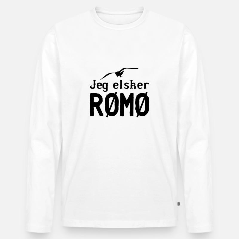 jeg elsker Rømø - Männer Premium Bio Langarmshirt - Weiß