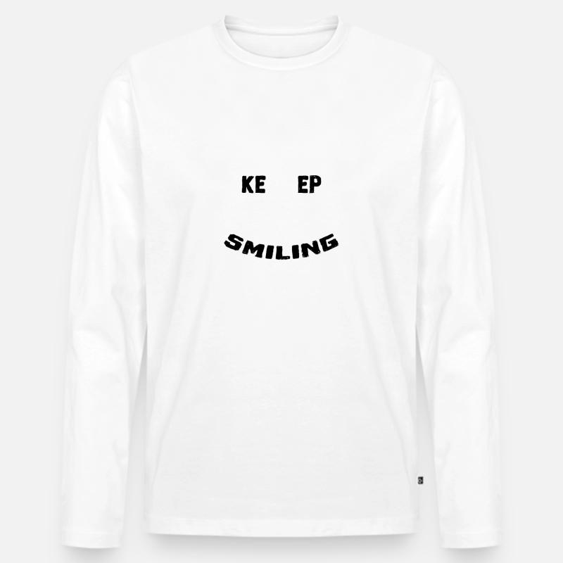 keep smiling - Männer Premium Bio Langarmshirt - Weiß