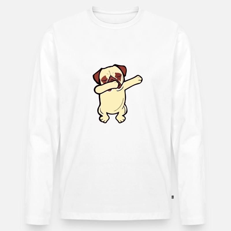 Dab Dabbing Mops - Männer Premium Bio Langarmshirt - Weiß