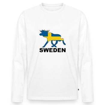 SWEDEN ELK FLAG - orignal Orignal Scandinavie Nordique - T-shirt manches longues Premium bio Homme - blanc - Devant - Nico (187cm)