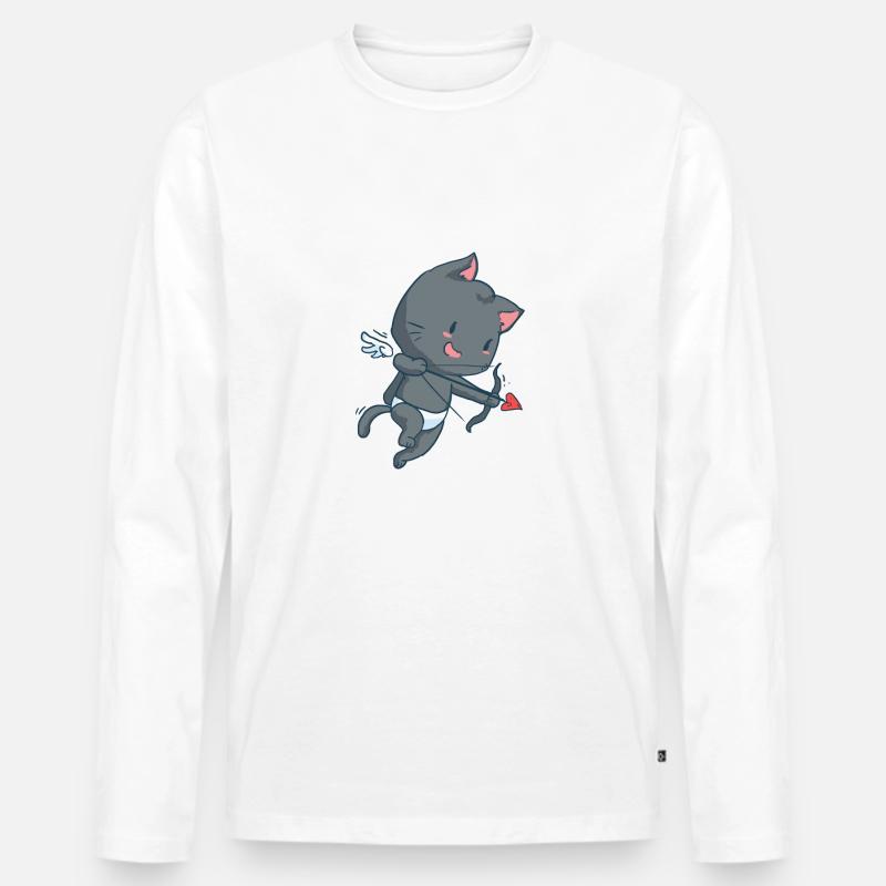 Cupido Katze - Männer Premium Bio Langarmshirt - Weiß