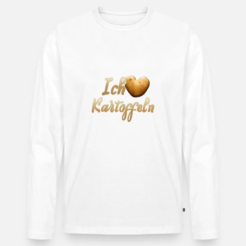 Ich Liebe Kartoffeln. Geschenk Geschenkidee - Männer Premium Bio Langarmshirt - Weiß