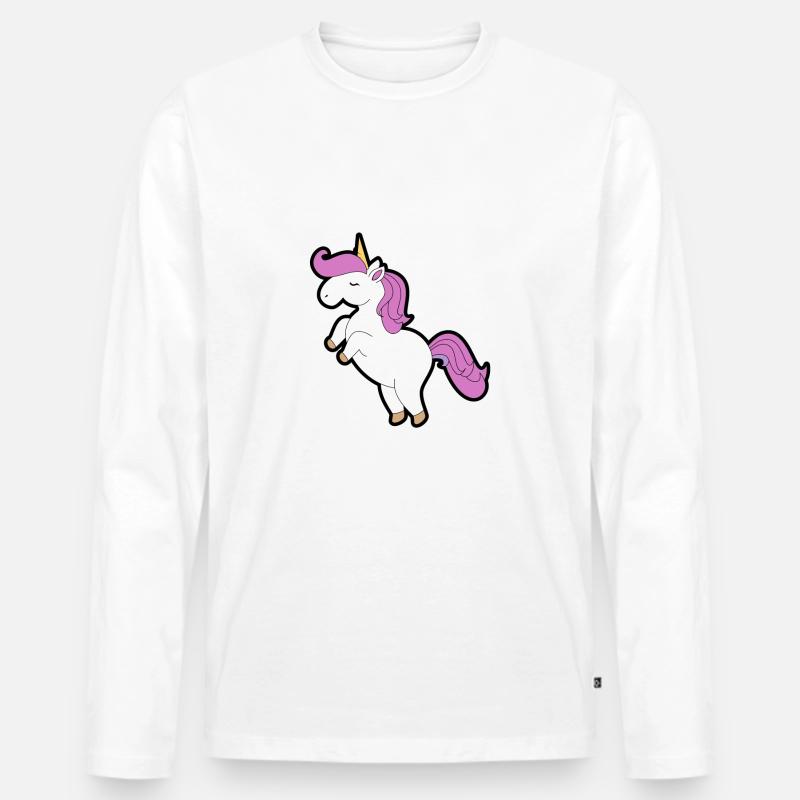Einhorn - Männer Premium Bio Langarmshirt - Weiß