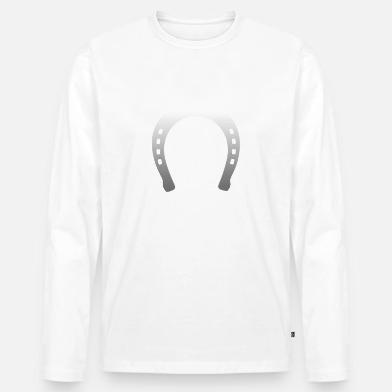 Glückspferd mit Huf - Männer Premium Bio Langarmshirt - Weiß