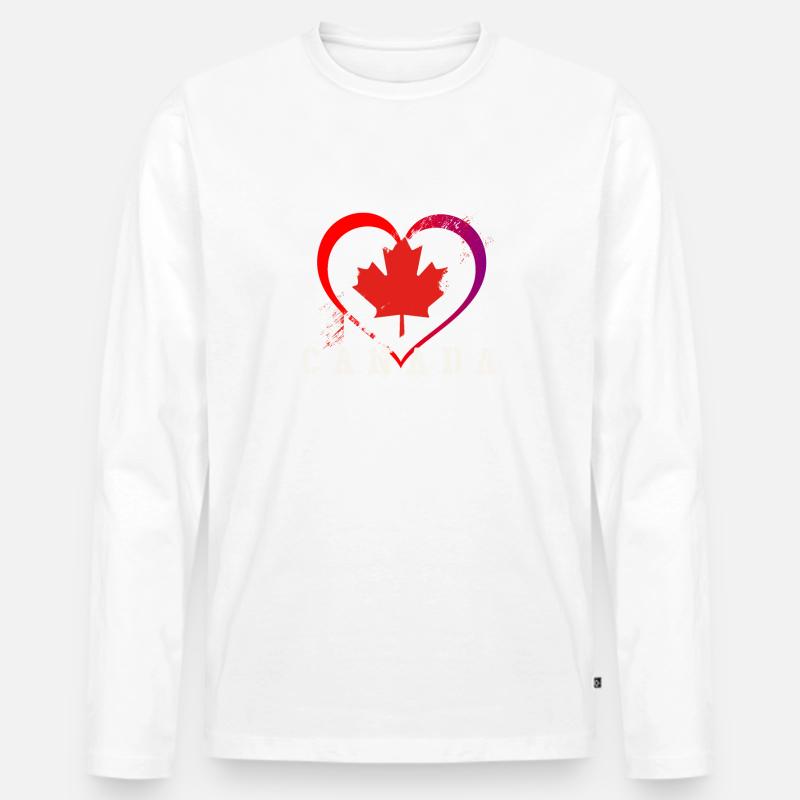Ich liebe Kanada - Männer Premium Bio Langarmshirt - Weiß