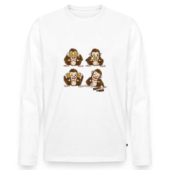 Funny Monkey Craft Beer Criticism Hobby Brewer Drinking - Men's Premium Organic Long Sleeve Shirt - white - Front - Nico (187cm)
