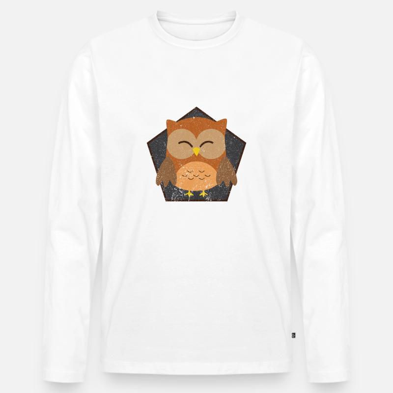Uhu Eule - Männer Premium Bio Langarmshirt - Weiß