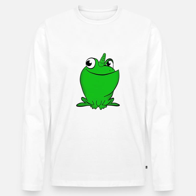Einhorn Einhornfrosch Unifroog - Männer Premium Bio Langarmshirt - Weiß