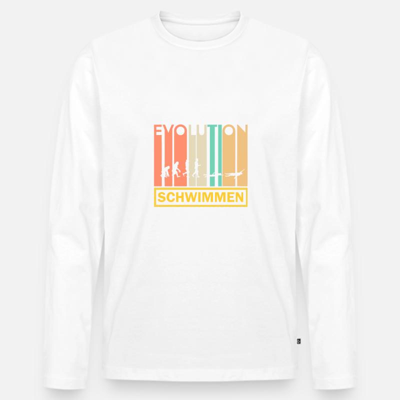 Schwimmen Wassersport Geschenk · Evolution - Männer Premium Bio Langarmshirt - Weiß
