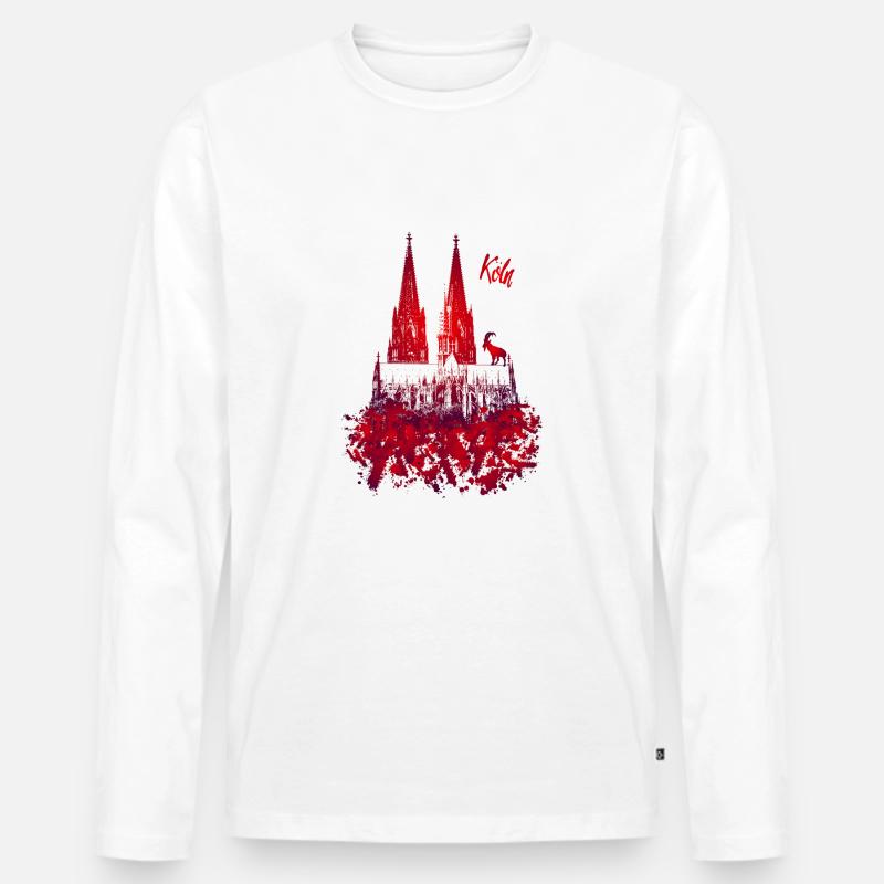 Kölner Dom - Männer Premium Bio Langarmshirt - Weiß