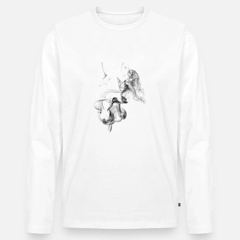 Rauch Dampf Qualm - Männer Premium Bio Langarmshirt - Weiß