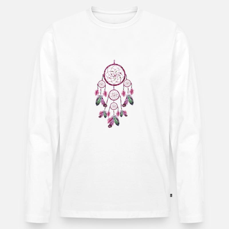 TRAUMFÄNGER NATIVE - Männer Premium Bio Langarmshirt - Weiß