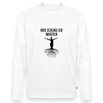 Prendre racine - T-shirt manches longues Premium bio Homme - blanc - Devant - Nico (187cm)