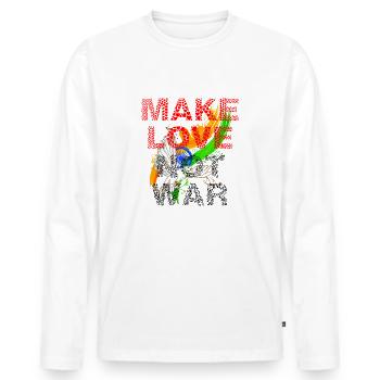 Make Love Not was - Men's Premium Organic Long Sleeve Shirt - white - Front - Nico (187cm)