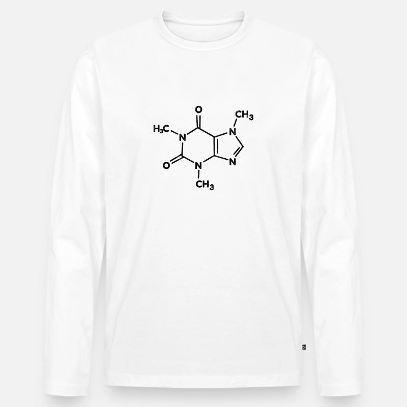 Kaffee Koffein Chemische Formel Lustig Geschenk - Männer Premium Bio Langarmshirt - Weiß
