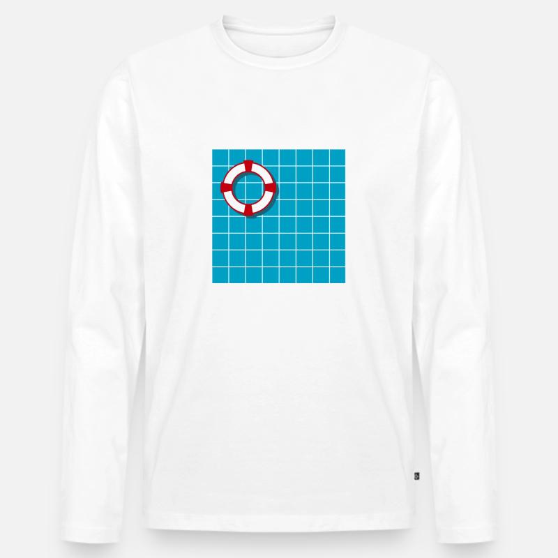 Schwimmbad - Männer Premium Bio Langarmshirt - Weiß