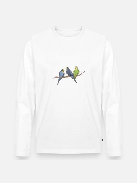 Wo ein Welli ist da ist auch ein Weg Wellensittich - Männer Premium Bio Langarmshirt - Weiß