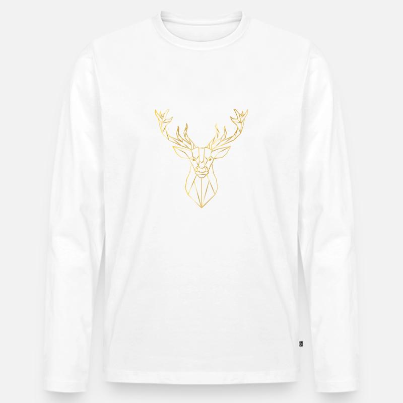Goldener Hirsch Geschenkidee - Männer Premium Bio Langarmshirt - Weiß