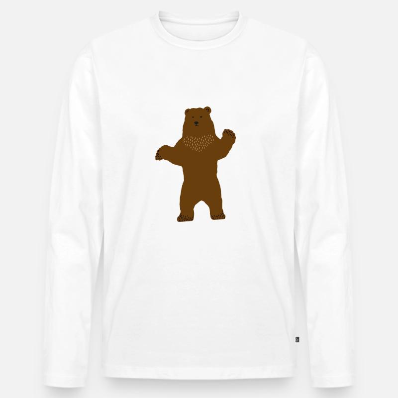 Bär - Männer Premium Bio Langarmshirt - Weiß