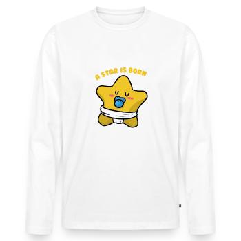 Naissance de bébé Star Bright Bright Sky Clouds - T-shirt manches longues Premium bio Homme - blanc - Devant - Nico (187cm)