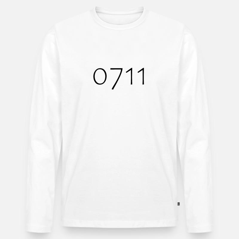 null sieben elf - Männer Premium Bio Langarmshirt - Weiß