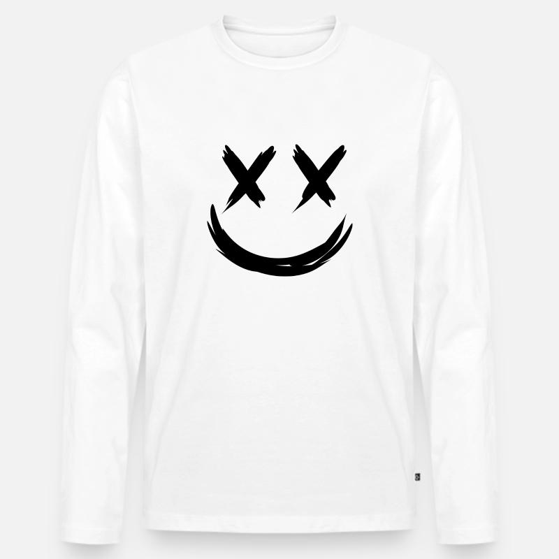 Smile mit x Augen - Männer Premium Bio Langarmshirt - Weiß