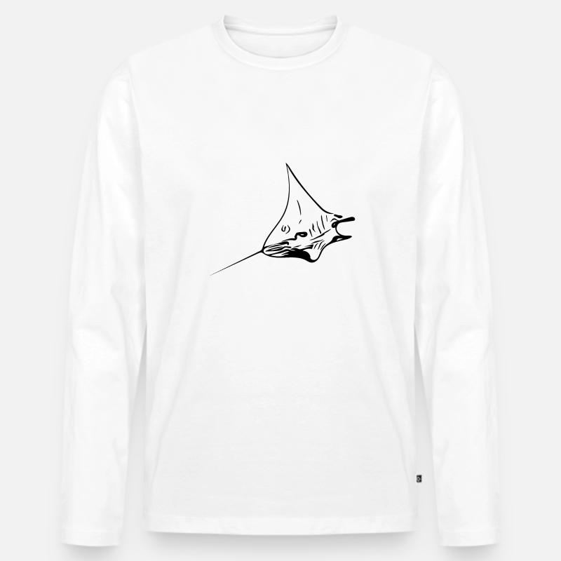 Eleganter Mantarochen im Flug - Männer Premium Bio Langarmshirt - Weiß
